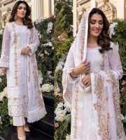 Pakistani suit with frill dupatta with heavy embroidered ChiniGura Fabric