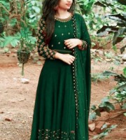 High-Quality Embroidery Georgette fabric Lock moti Gown with Dupatta 4pcs