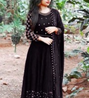 High-Quality Embroidery Georgette fabric Lock moti Gown with Dupatta 4pcs (DB10)