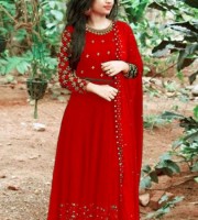 High-Quality Embroidery Georgette fabric Lock moti Gown with Dupatta 4pcs (DR10)